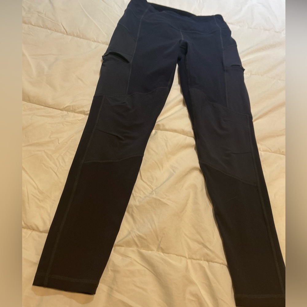 PrAna Rockland Cargo Leggings Women M Blue Hiking Outdoor pockets Gorpcore